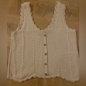 SO Women's Beige Knit Button-Down Tank Top